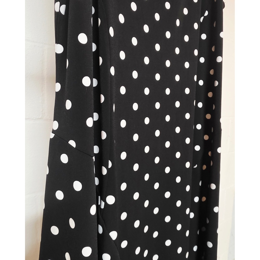 Susan Graver Womens Plus 1X Black White Polka Dot Sleeveless Fit & Flare Dress - Picture 5 of 11